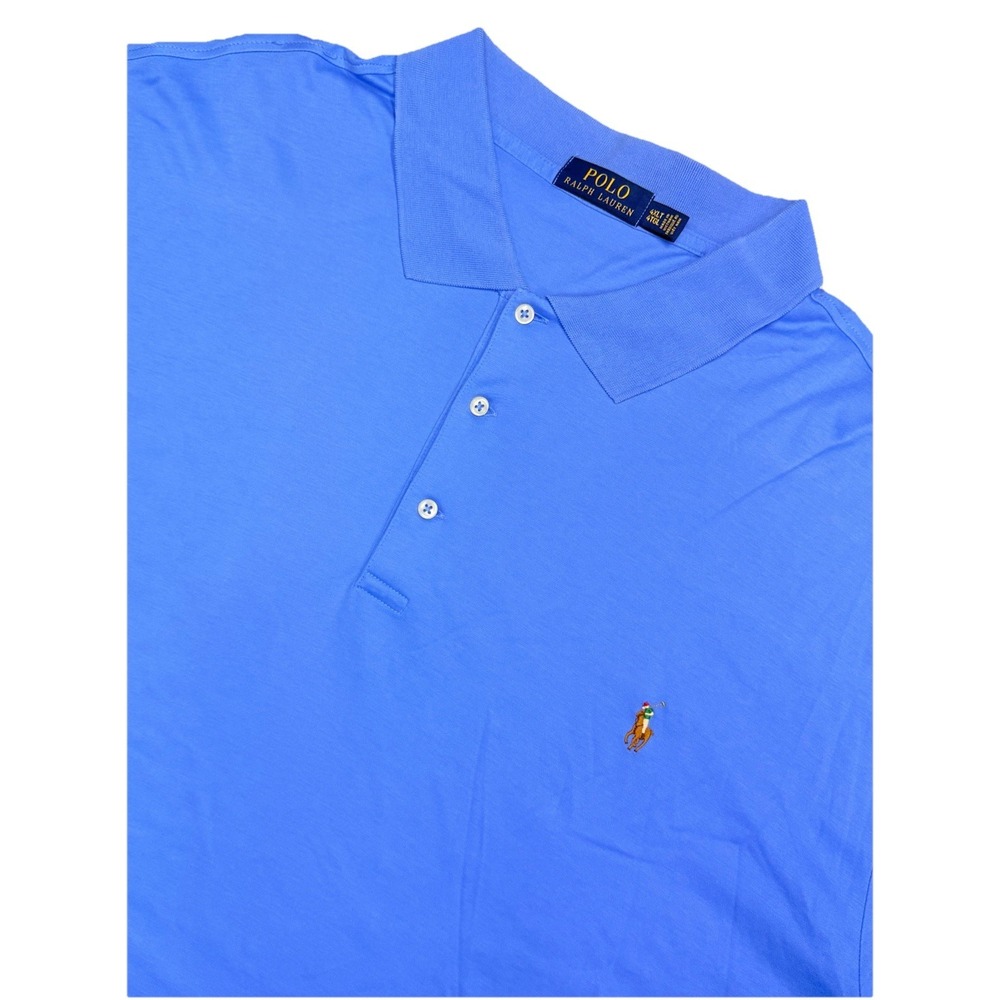 Polo Ralph Lauren Polo Shirt 4XLT Blue Pony Logo Big Tall Cotton Blend‎